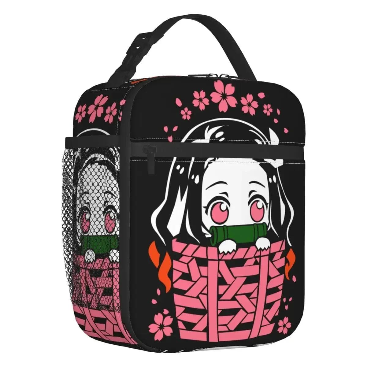 Kitsune No Yaiba Thermal Insulated Lunch Bag Women Manga Demon Slayer Resuable Lunch Tote for School Multifunction Food Box 26x21x11CM silver