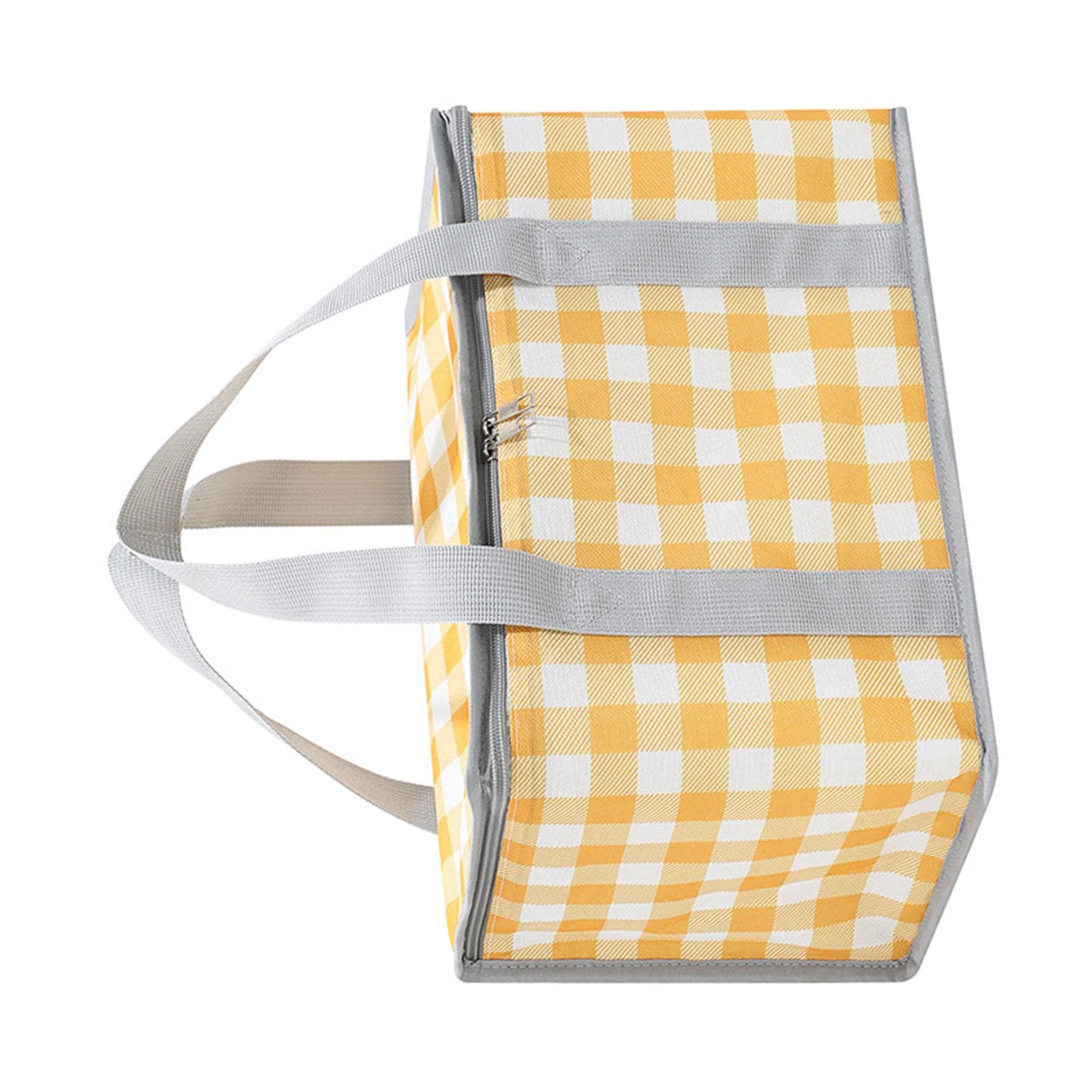 Picnic Bag Cooler Bag with Handle Insulated Oxford Cloth Ample Capacity Portable Grocery Basket for