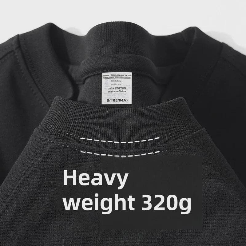 320g Heavyweight White Cotton Short-Sleeve T-Shirt for Men and Women - Thick, Non-Transparent, Loose Fit, Perfect for Summer. L [130-150 jin]