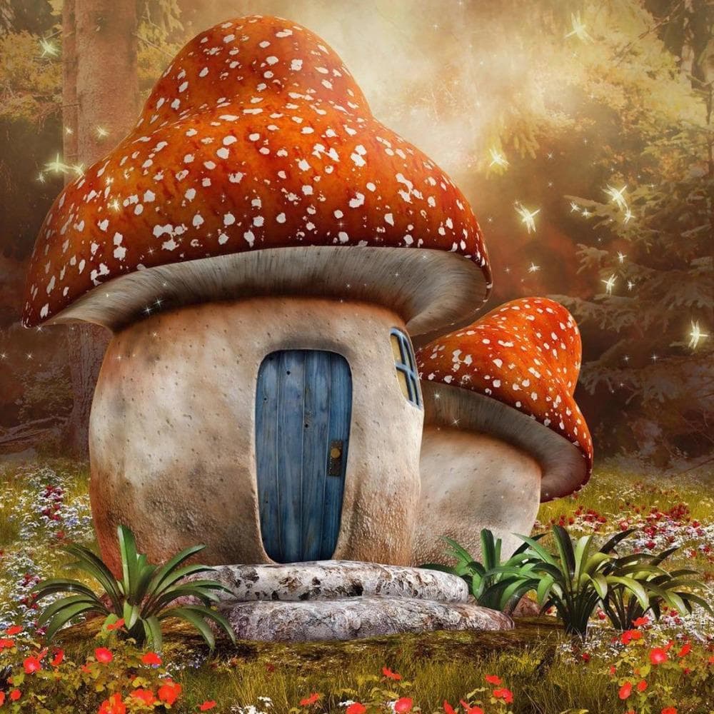 5D DIY Diamond Painting Mushroom house Embroidery Cross Stitch Rhinestone Mosaic Home Decor 30X30CM