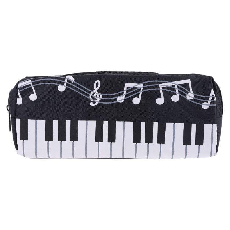 Music Notes Piano Keyboard Pencil Case Large Capacity Pen Bags Stationery Office black