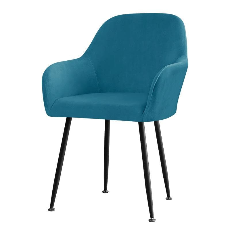Nordic Soft Velvet Dining Chair Cover Stretch High Armchair Covers Elastic Anti-slip Chair Slipcover for Office Hotel Wedding 1PC peacock blue
