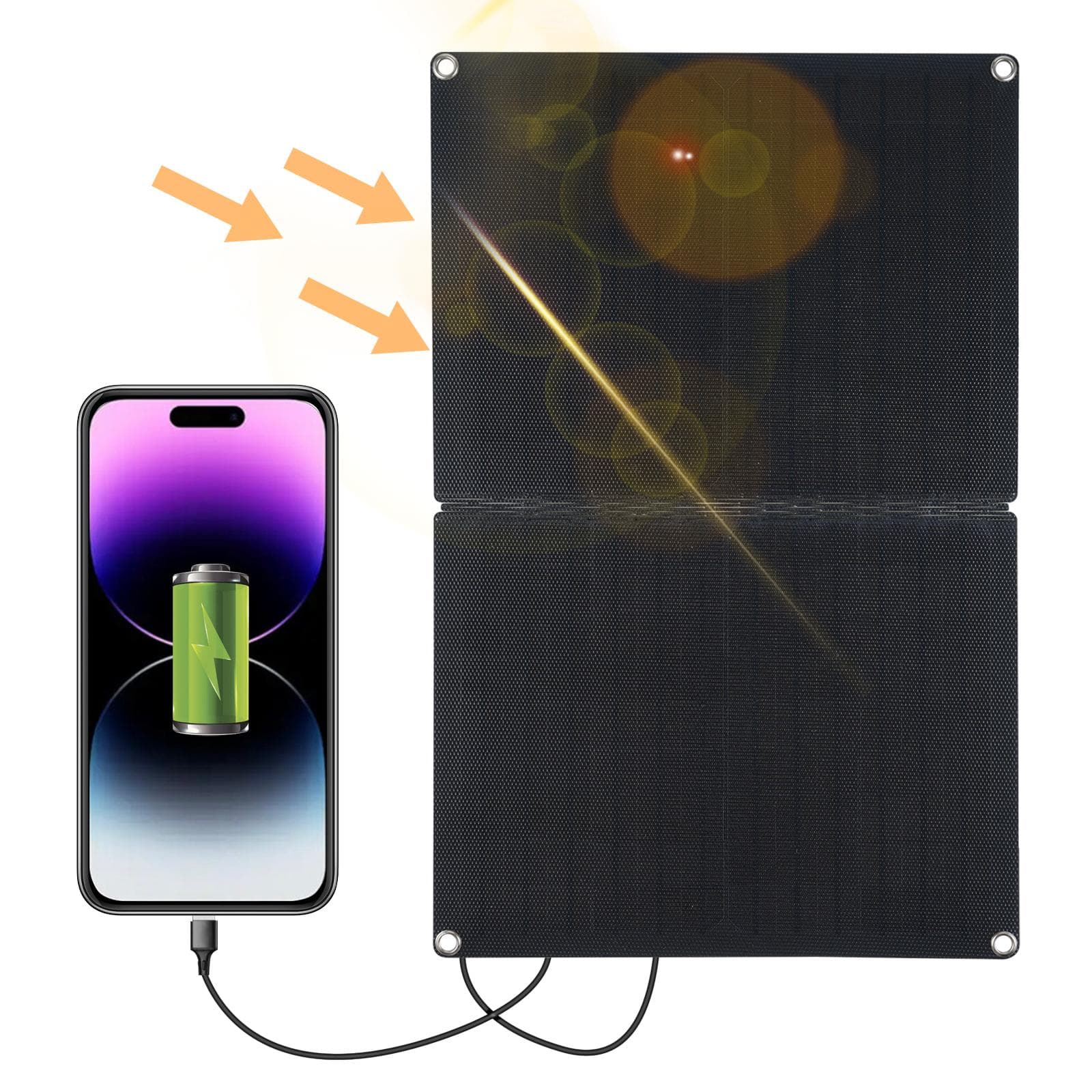 60W Monocrystalline Silicon Solar Charging Panel Solar Cell Solar Charger for Home Car Boat Indoor black