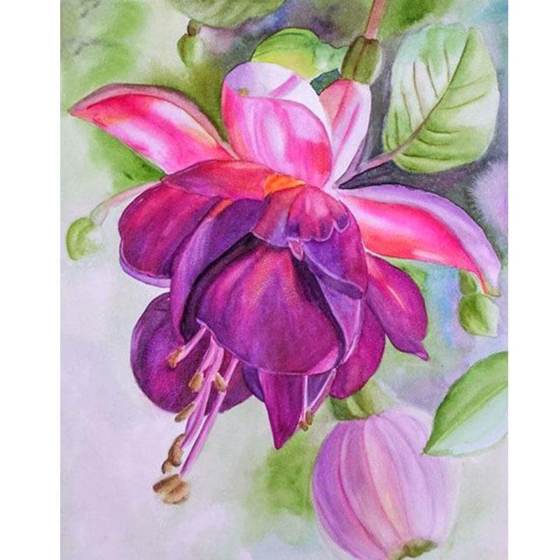 Diamond Painting Red Flower Cross Stitch Circular Embroidery Flower Needlework Thread Rhinestone 20X30CM