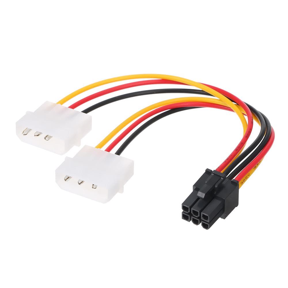 4p to 6p Power Cable Graphics Video Card 4 Pin Molex to 6 Pin PCI-Express PCIE Power Supply Cable