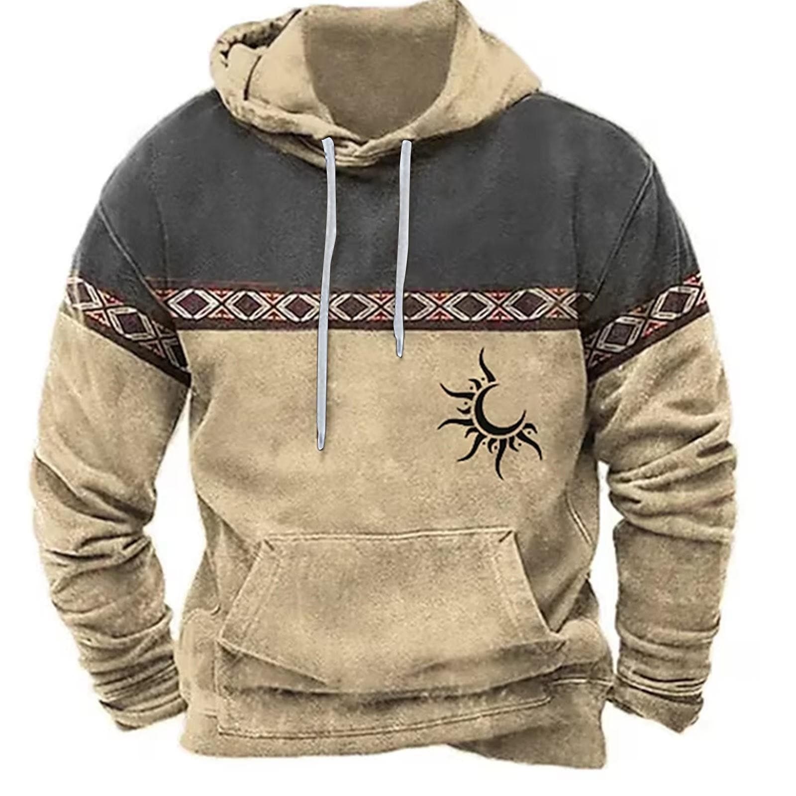 Men's Large Size 3D Printed Hooded Sweatshirt Hip Hop Trend Sweatshirt Loose Peplum Sports Tops XXL