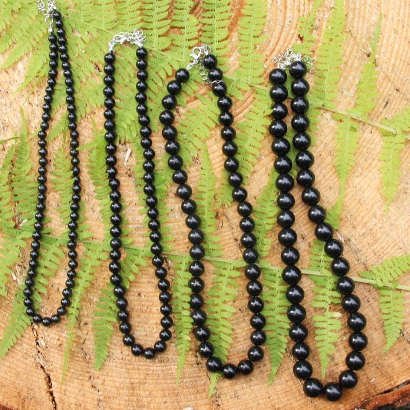 Shungite Necklace for EMF Protection // Tumbled Shungit Beaded Necklace 8 mm black
