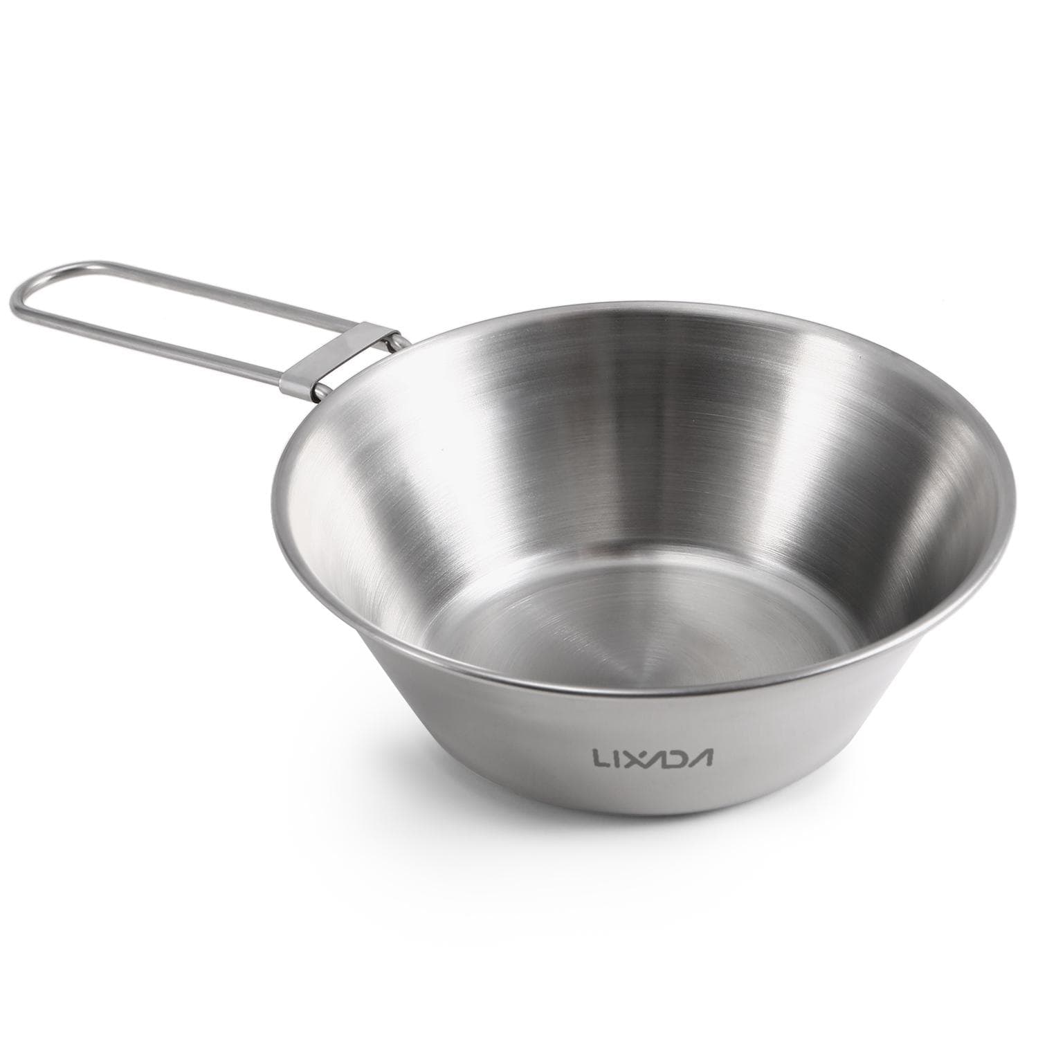 Lixada Stainless Steel Bowl with Foldable Handle for Outdoor Camping Hiking Backpacking Picnic silver