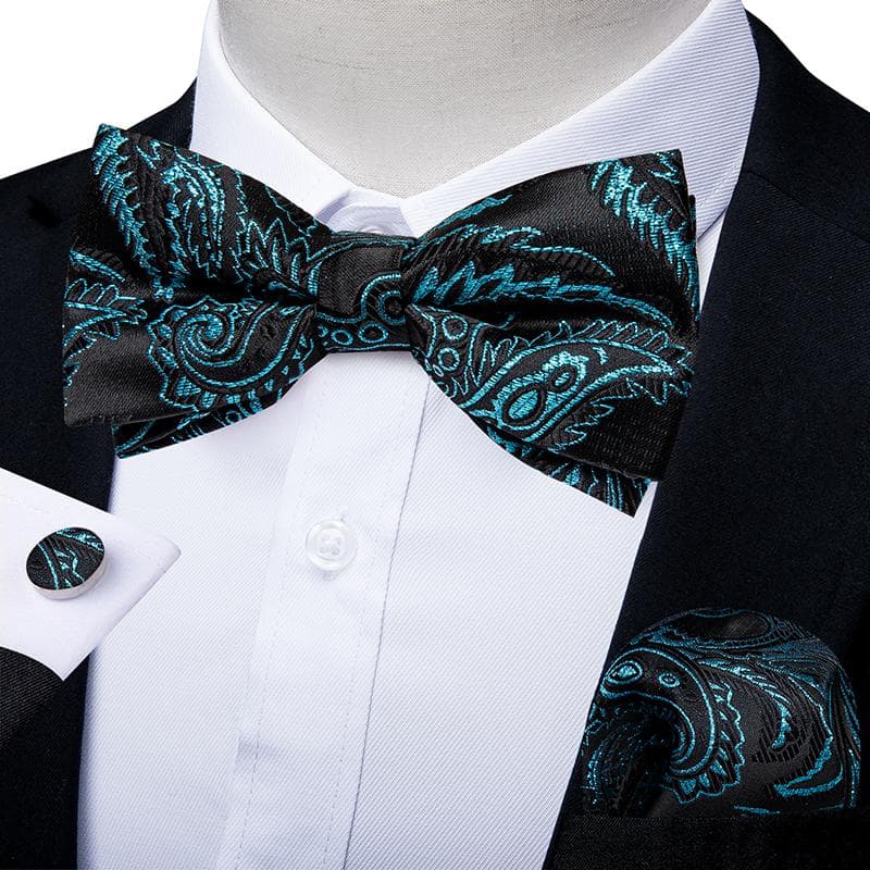 DiBanGu Classic Pre-tied Bow Tie Set for Men Silk Purple Adjustable Hanky Cufflinks Set for Wedding Formal Suit 0190