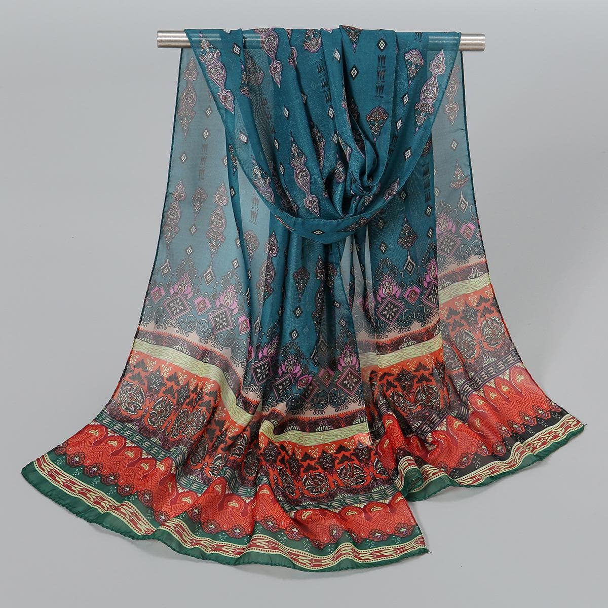 Indian Chiffon Silk Scarf: Breathable, Lightweight Spring & Autumn Accessory for Women XQ289-7