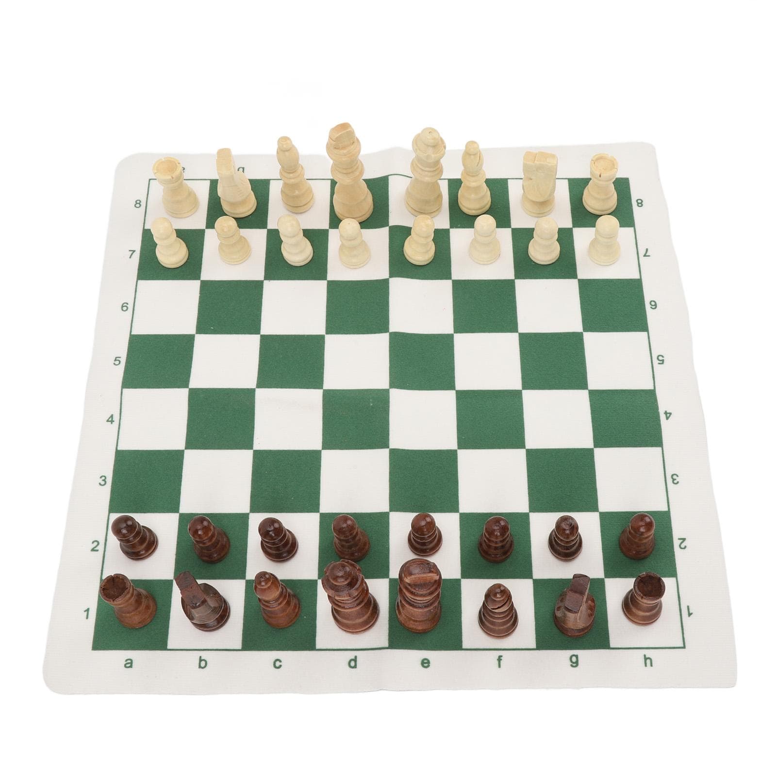 Chess Board Game Set Roll Up PU Leather Chess Board Wooden Chess Pieces Portable Chess Set with