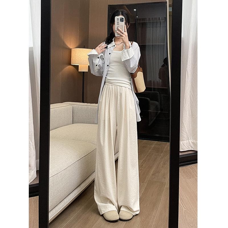 Korean-style Design-sensory, Fu Yamamoto Pants for Women, New Summer Casual Loose Lazy Ice Silk Wide-leg Trousers 2XL