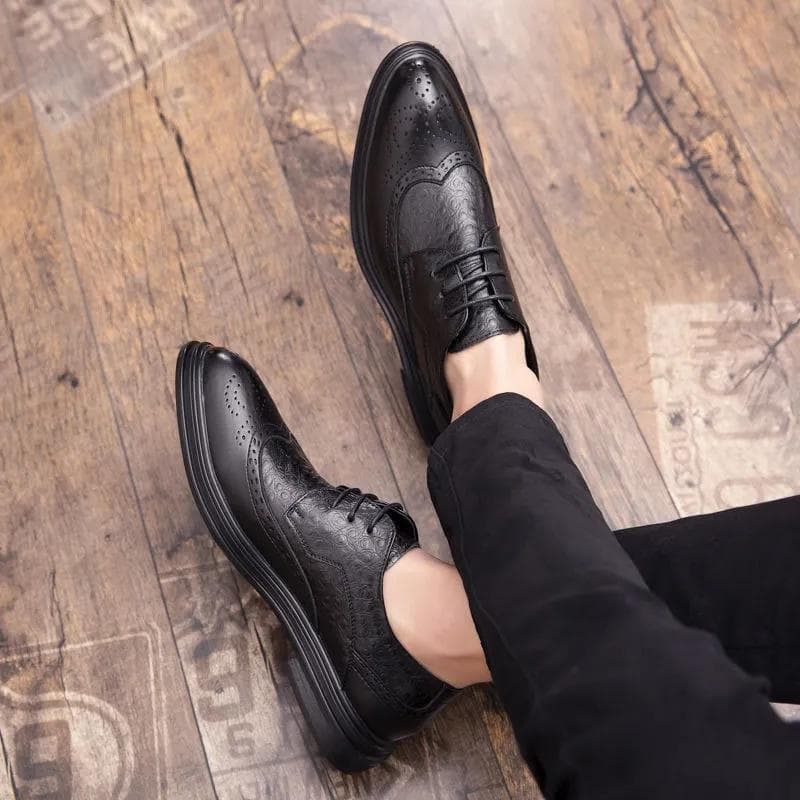 Leather Business Classic pointed toe Formal Dress Men Shoes Office Wedding Mens Casual Oxford shhoes 38