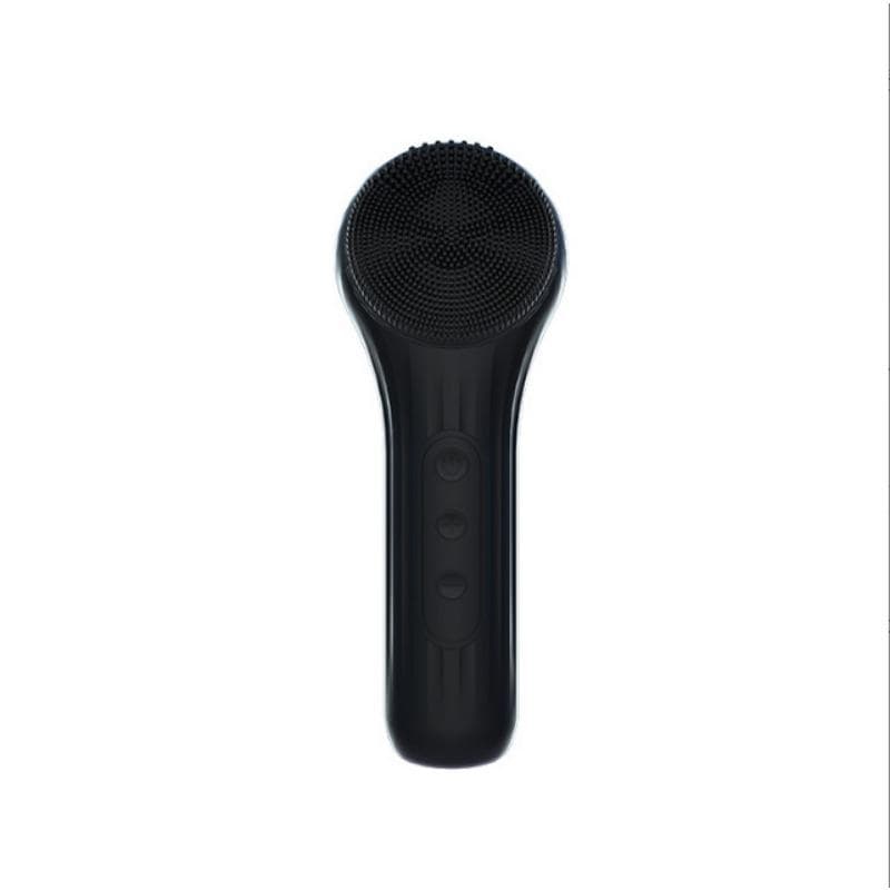 Face Wash Instrument Waterproof Silicone Face Wash Brush Ultrasonic Face Massage Beauty Instrument Hot Compress Electric Cleanser black