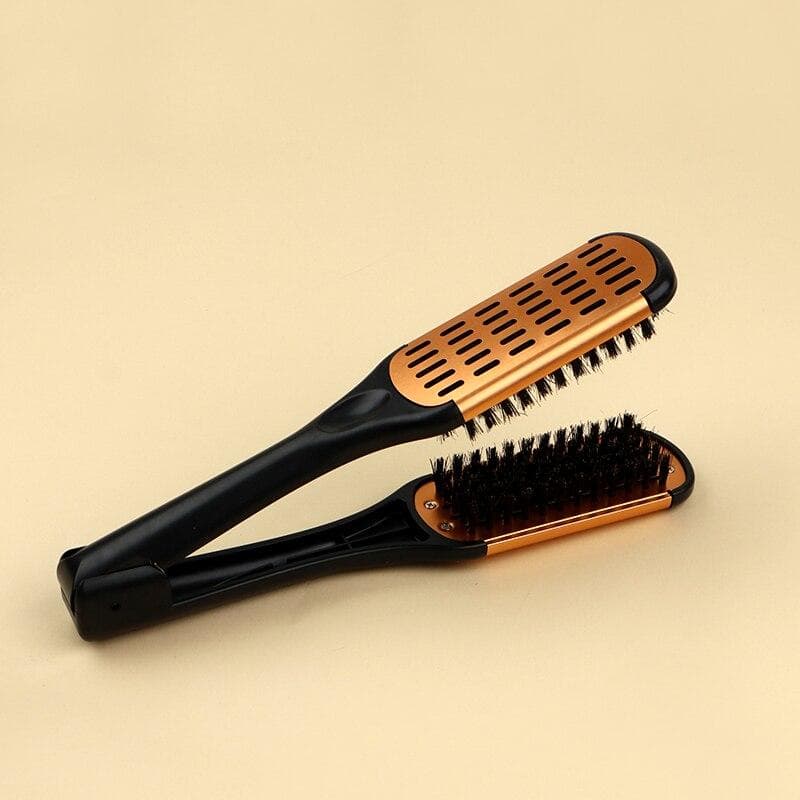 1 Pcs Pro Hairdressing Straightener Nylon Hair Straightening Double Brushes V Shape Comb Clamp Not Hurt Styling Tools orange
