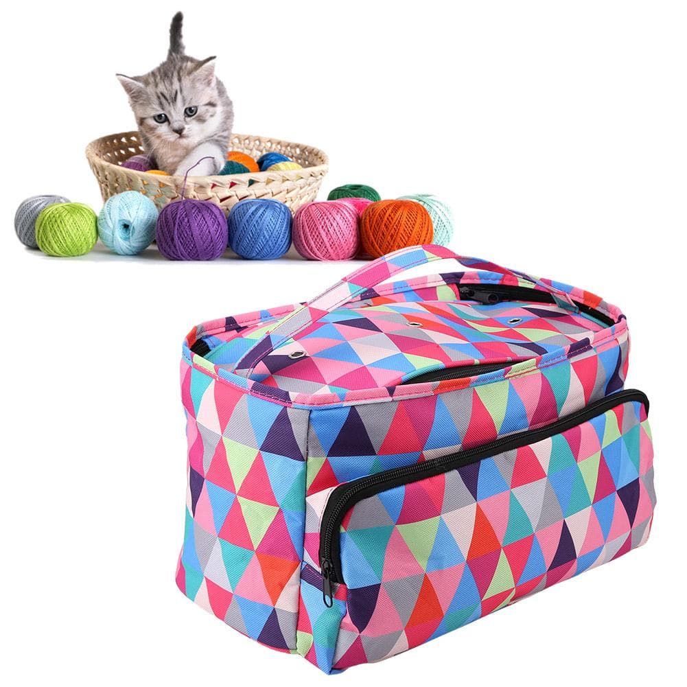 Crochet Thread Sewing Bag Lady s Storage Box Knitting Bag(Multi Color Square)
