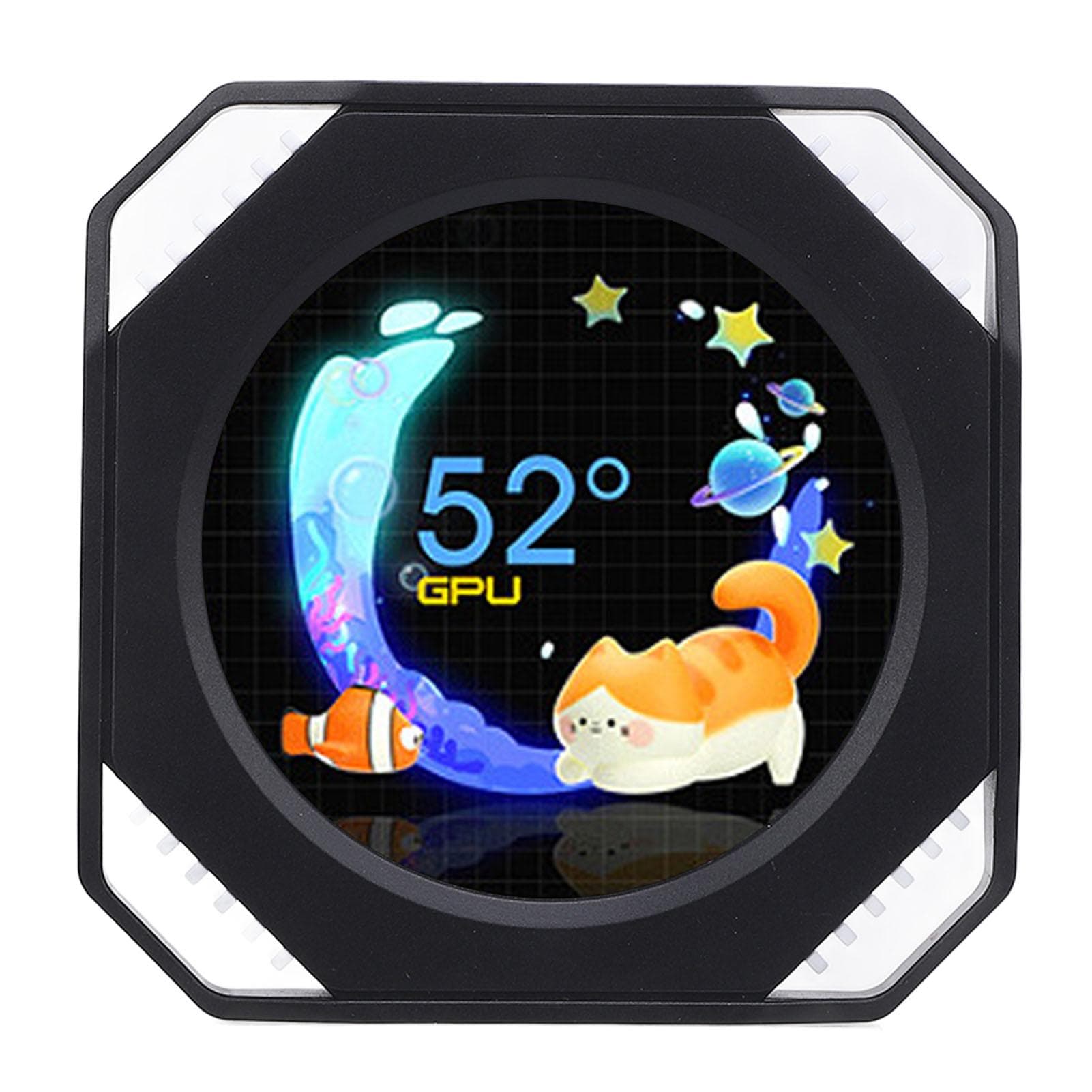 2.1 Inch Computer Secondary Screen DIY Dynamic Theme Water Cooler Screen USB RGB GPU CPU black