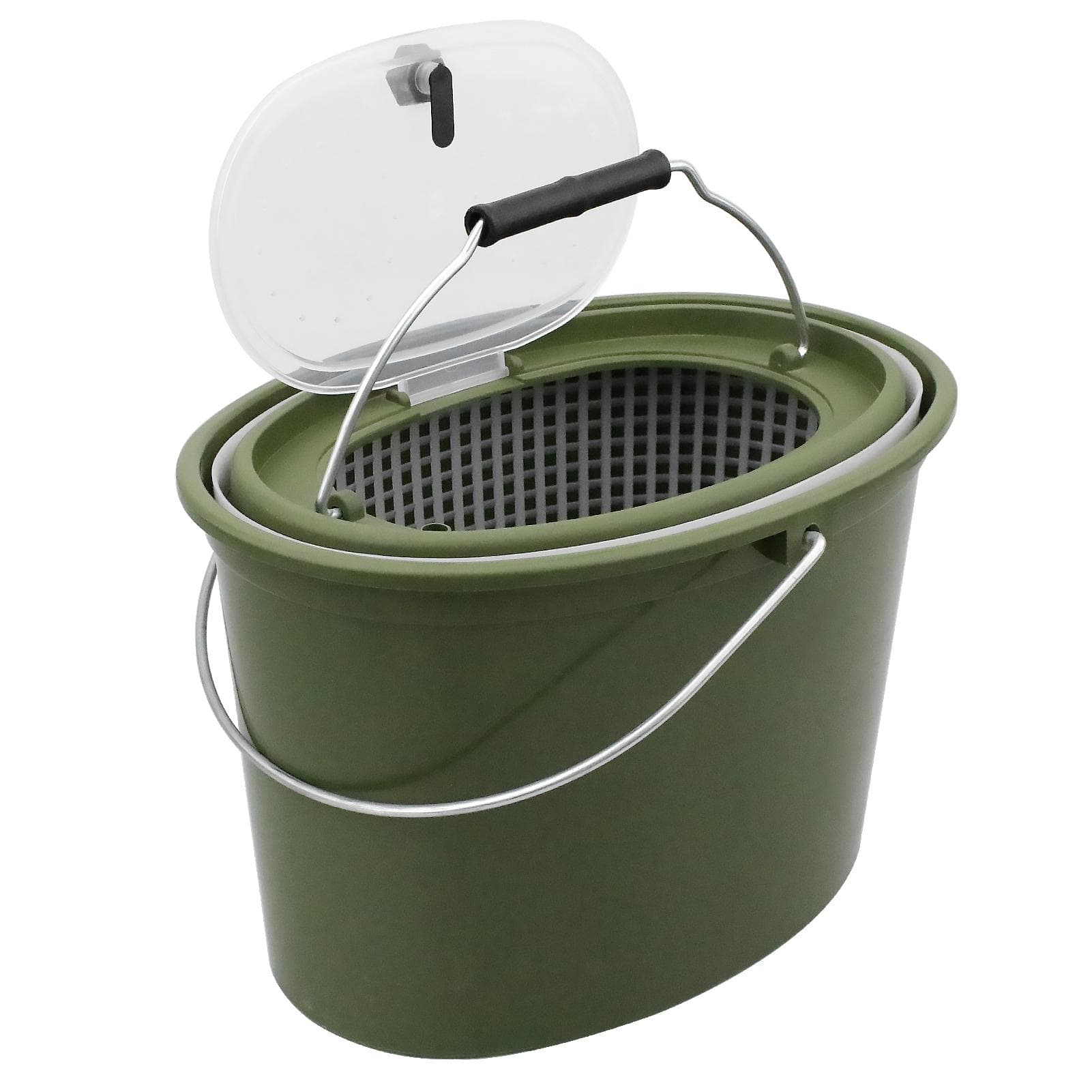 2-in-1 Fishing Bucket Double-Deck Fish Box Detachable Fish Strainer Colander Fishing Bait Storage green