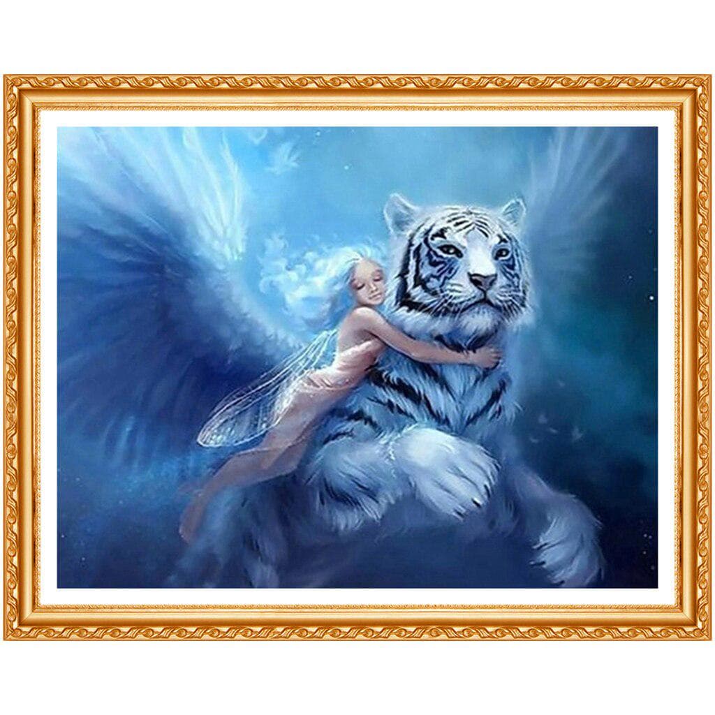 5D DIY Diamond Painting Angels and Tigers Diamond Embroidery Cross Stitch Rhinestone Painting 20X30CM