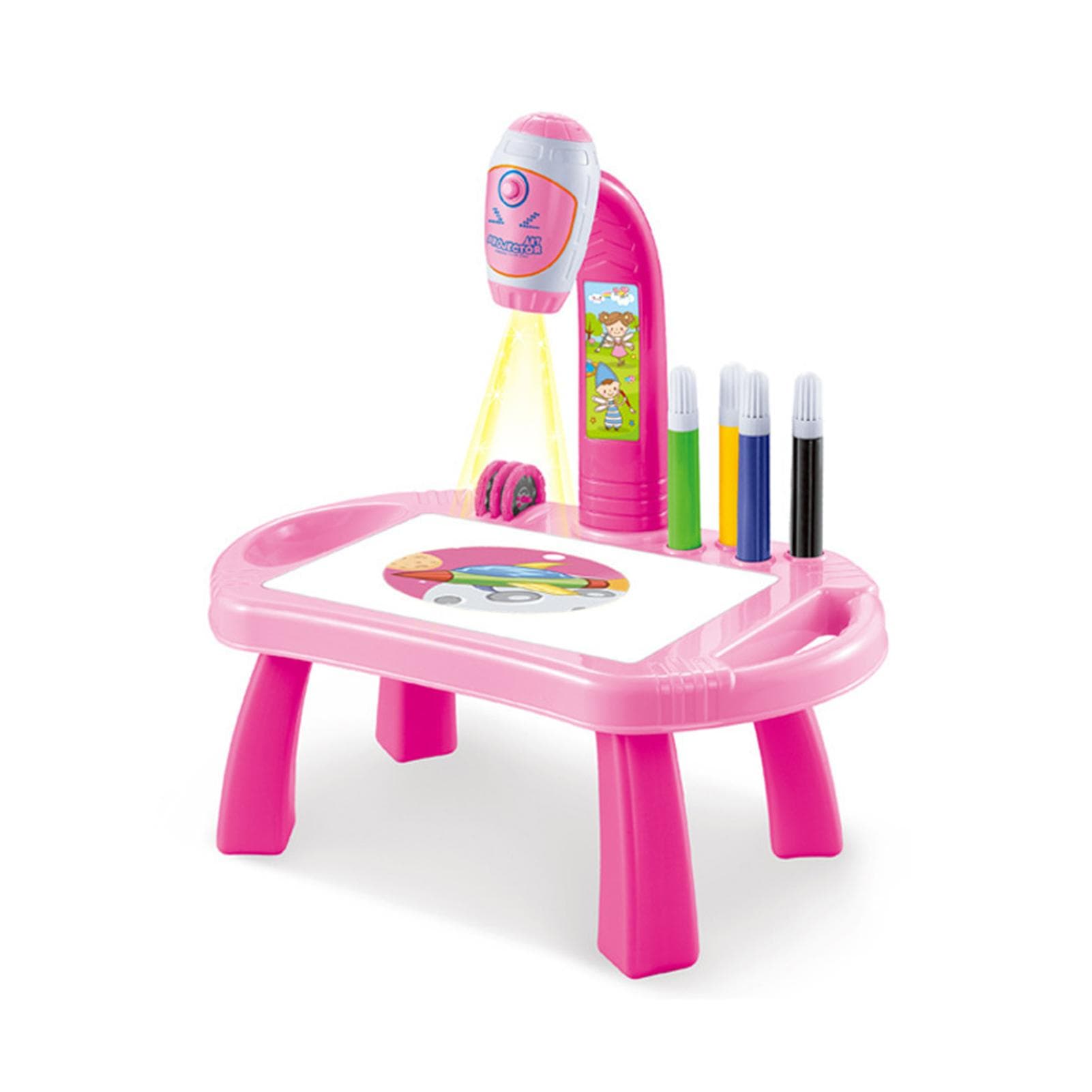 Children Learning Desk Trace and Draw Projector Art Drawing Board Projection Tracing Painting Table pink