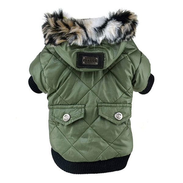 Cute Warm Pets Clothing Pockets Trimmed Dog Puppy Hooded Coats L green