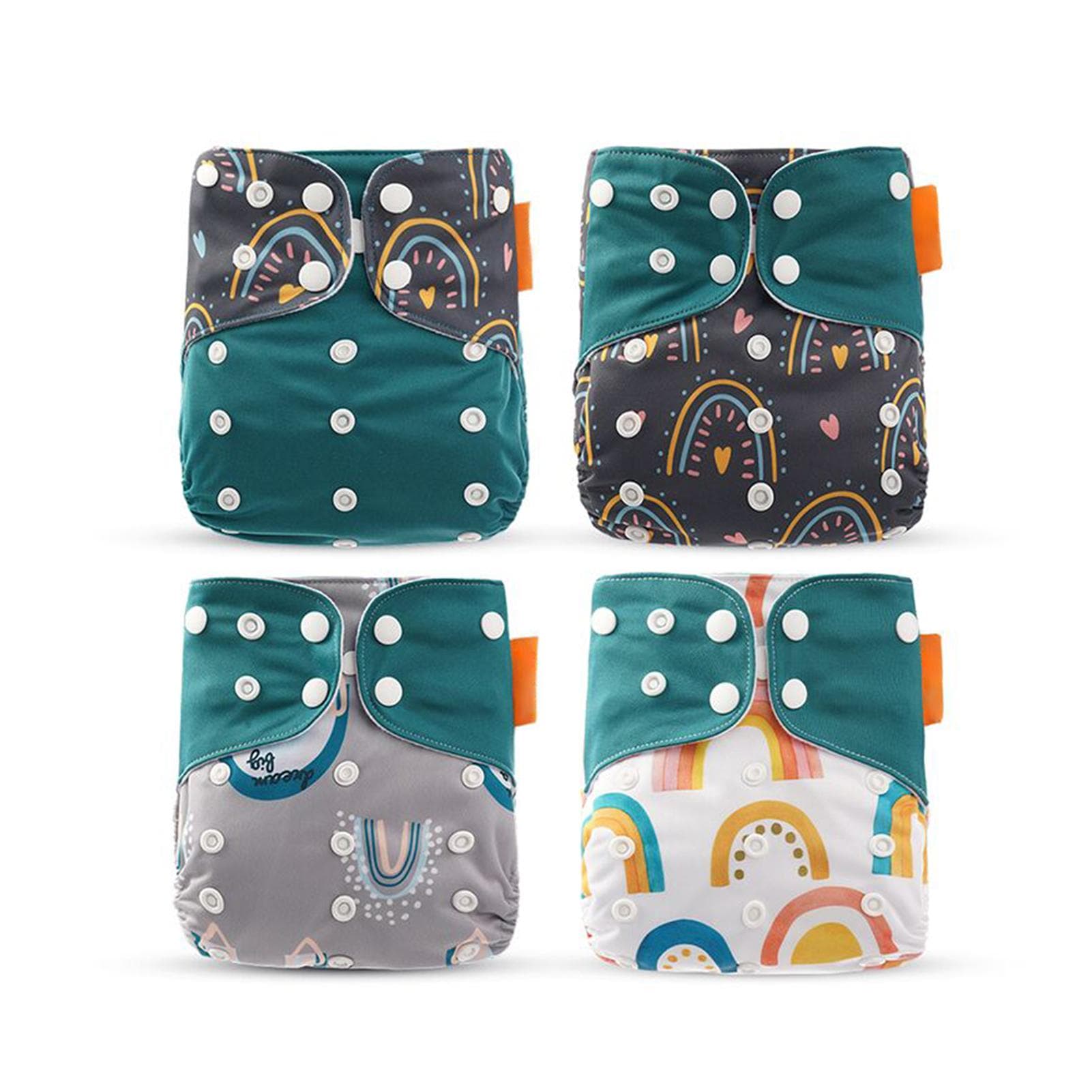 4PCS Baby Cloth Diaper Washable Reusable Stretchable Cloth Pocket Diapers with Strong Absorption BK17 multicolour