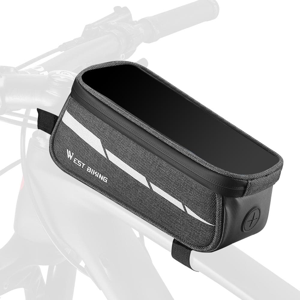 1L Bicycle Bag Reflective Bike Frame Fronttube Bag Touchscreen Mobilephone Bag Cycling Bag Road dark gray