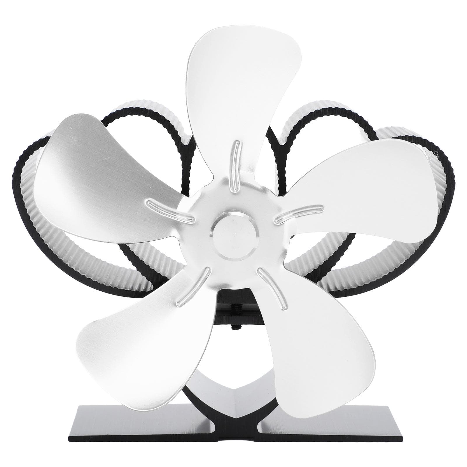 Heat Powered Stove Fan Aluminum Alloy Low Noise Sustainable Wood Stove Fan for Log Fireplace Silver silver