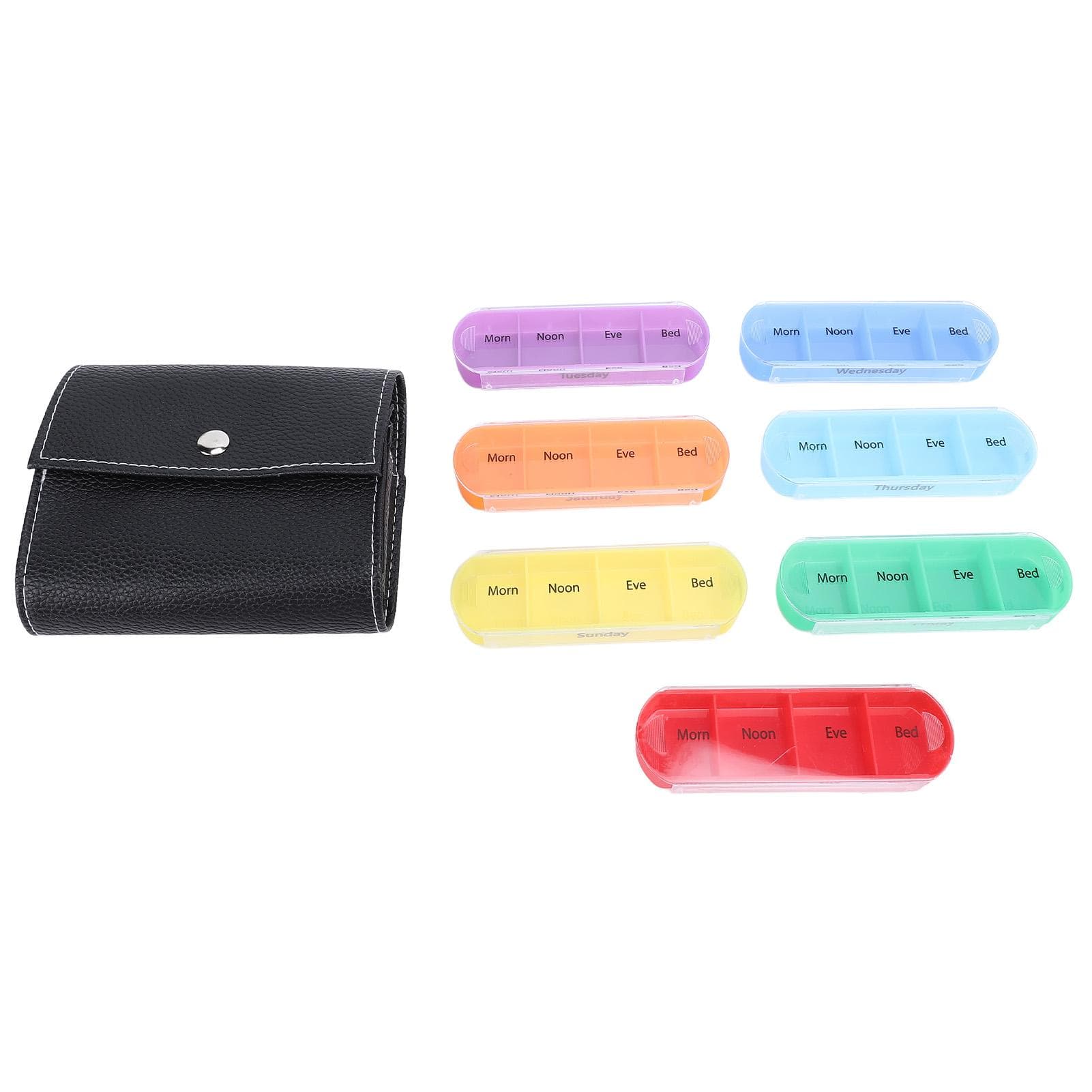 Weekly Medication Organizer Colorful 4 Times A Day Portable 7 Day Medicine Box for Travel Outdoor