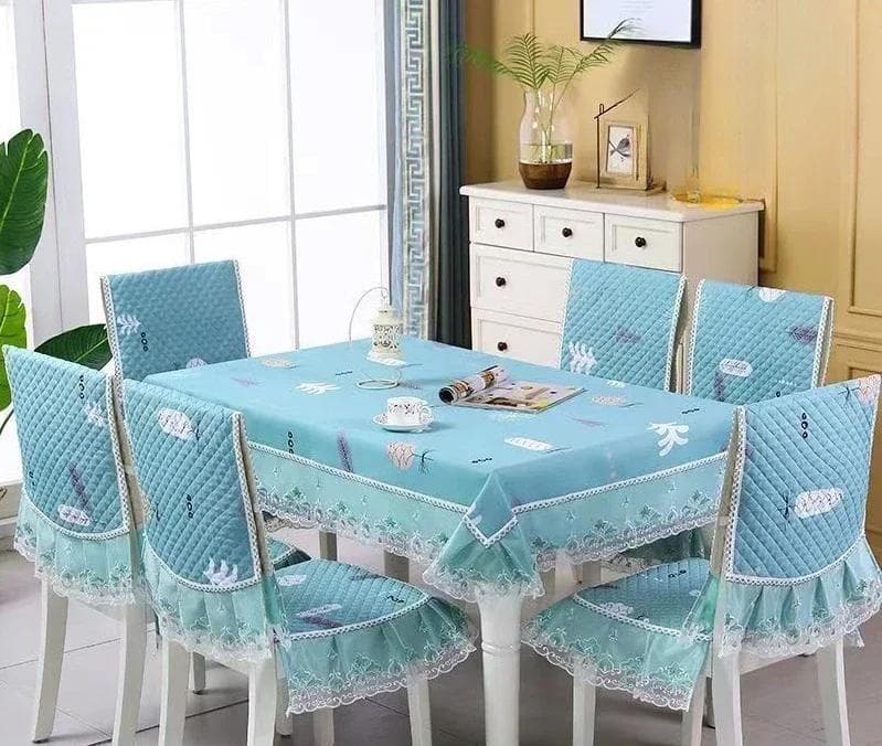Modern Universal Chair Cover European Lace hem Dining Table Cloth Cushion Set Printed Household Chair Cushion Cover Chair 1 cover 1 back