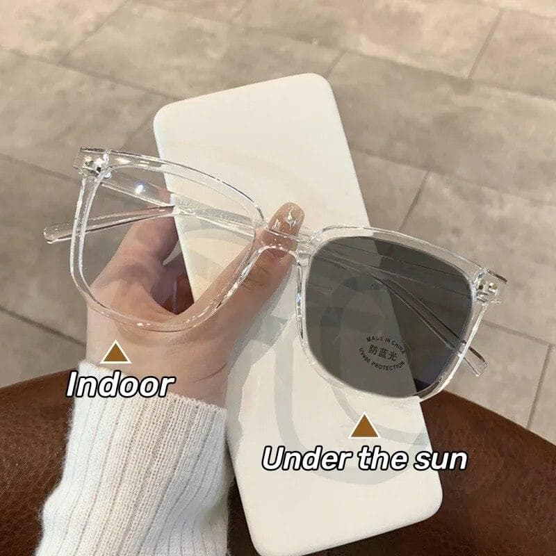 Intelligent Photochromic Myopia Glasses Outdoor Color Changing Finished Near-sighted Eyewear Men Women Minus Diopters Eyeglasses -4