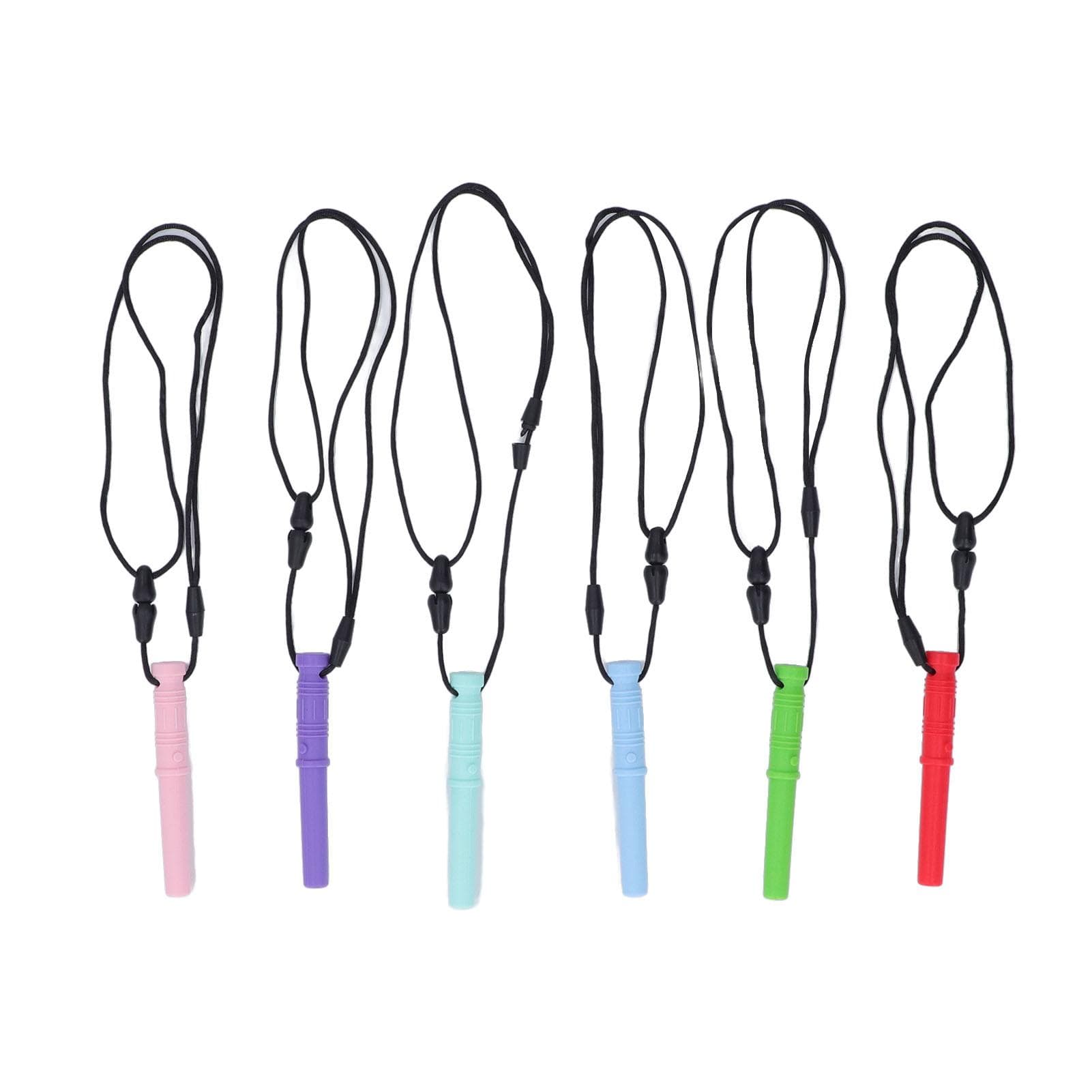 6pcs Cylinder Chew Necklace Teether Biting Soothing Food Grade Silicone Sensory Chew Necklace