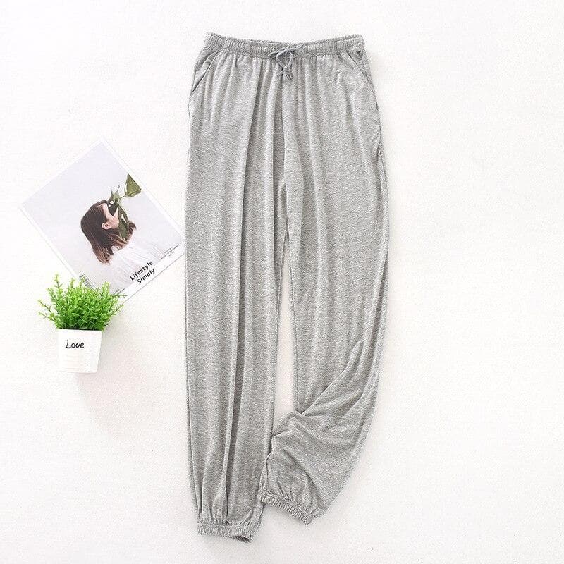 Japanese new spring and autumn men's pajamas men's modal home pants tapered pants elastic loose large size trousers pajama pants XL