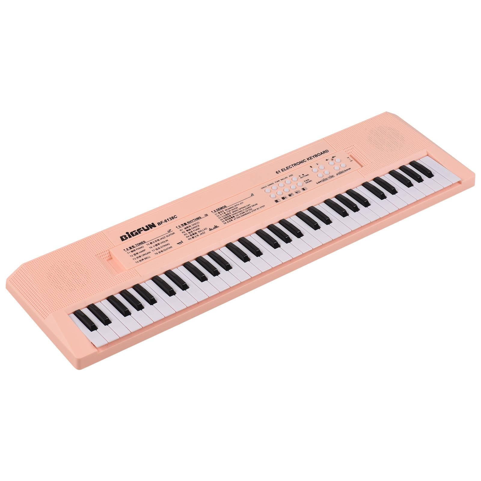61 Key Electronic Keyboard Piano Musical Instrument with Microphone Dual Power Mode Portable Music pink