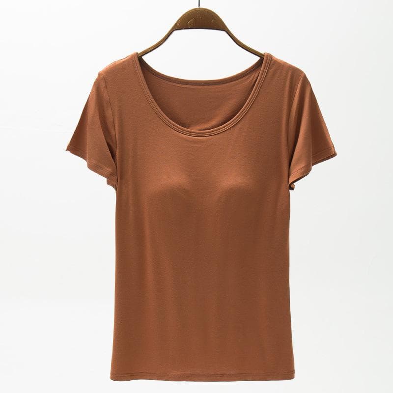 YYFS Women's Fashion Summer Spring Casual Solid Color Print Short Sleeve O-Neck T-shirts and Tops Blouses & Shirts M orange