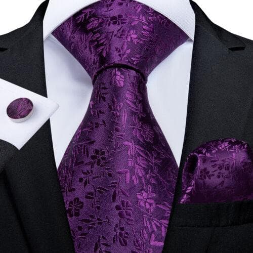 DiBanGu Mens Silk Necktie Set Striped Paisley Solid Tie Pocket Square Cufflinks N-7267