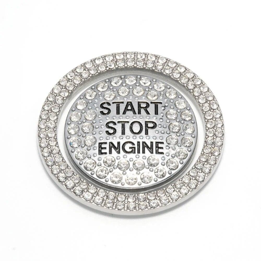 1 Set Ring and Button Car Bling One-Click Start Stop Engine Ignition Sticker Universal Crystal Rhinestone Metal Decor Cover