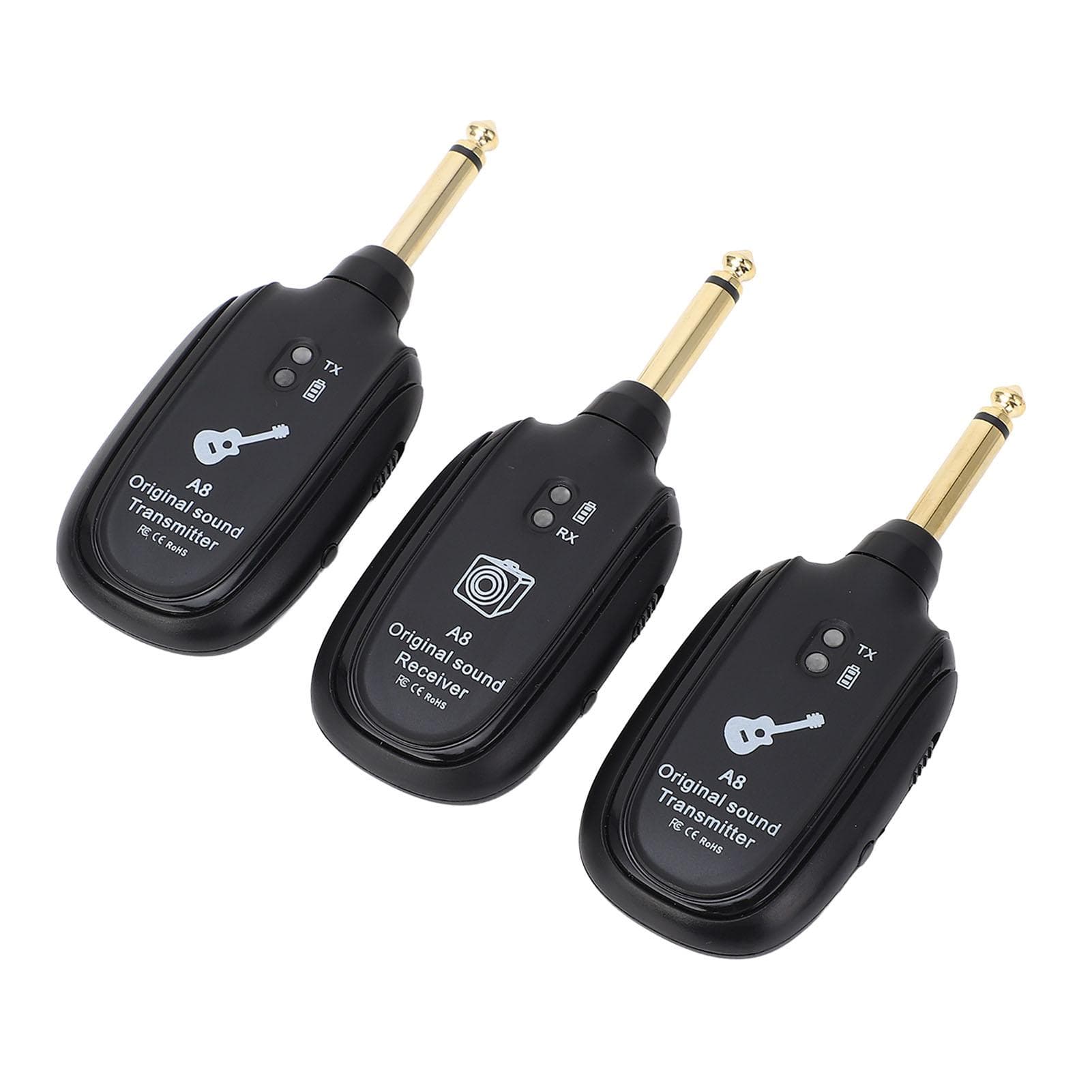 Wireless Guitar System 2.4GHz 6.35mm Plug Wireless Guitar Transmitter Receiver for Bass