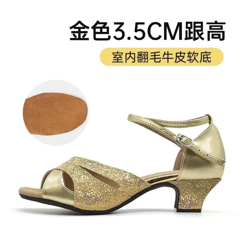 Girls Ballroom Women's Latin Tango Dance Shoes Heeled 3.5cm/5.5cm Sales Silver Gold Black Blue Color Wholesale 40