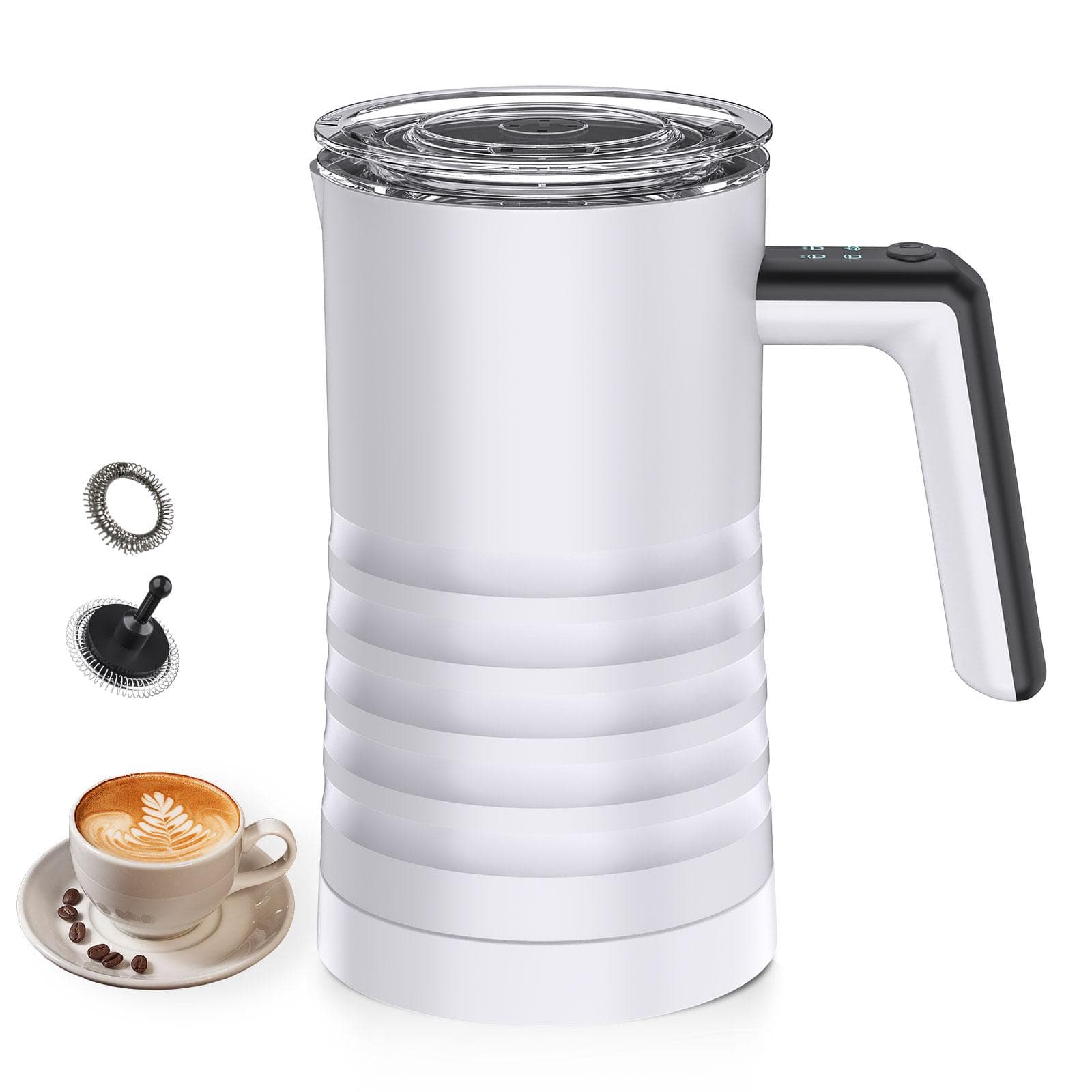 Electric Milk Frother and Steamer 4 in 1 Automatic Milk Warmer 400W Non-Stick Interior 580ml EU Plug white