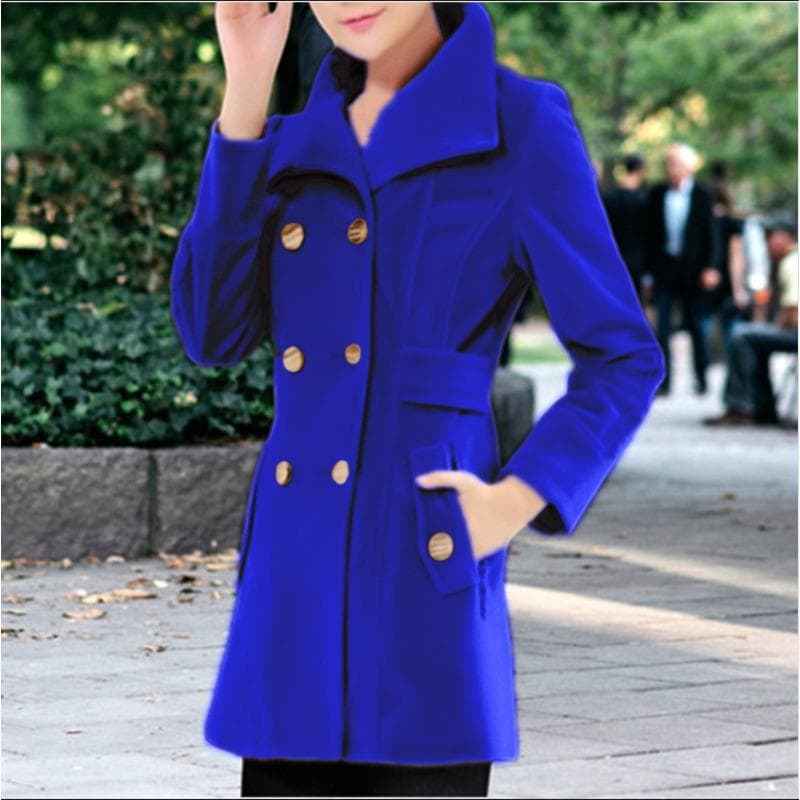 New Autumn and Winter Thick Woolen Women's Coat Nizi Coat 3XL blue