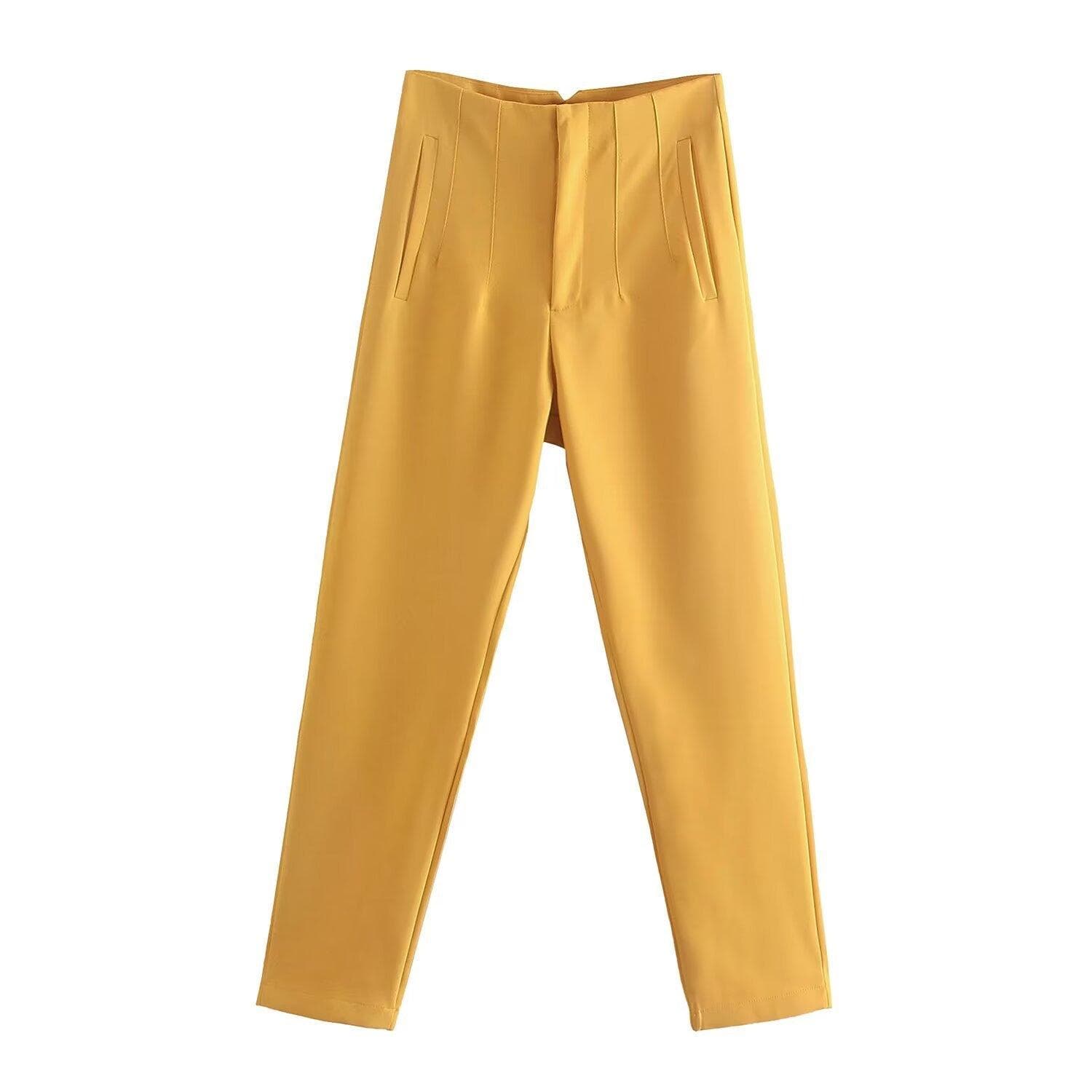 Women's High Waisted Casual Pants for Summer Fashion XL yellow