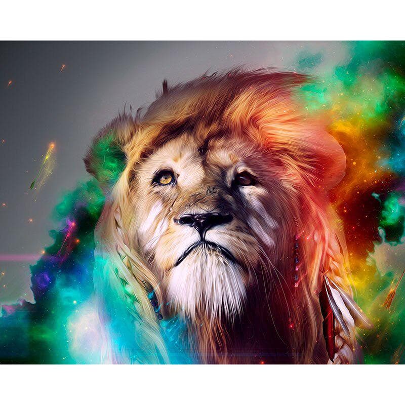 Full Drill Diamond Embroidery Colorful Lion Diy Diamond Painting Cross Stitch Rhinestone Decoration 20X30CM