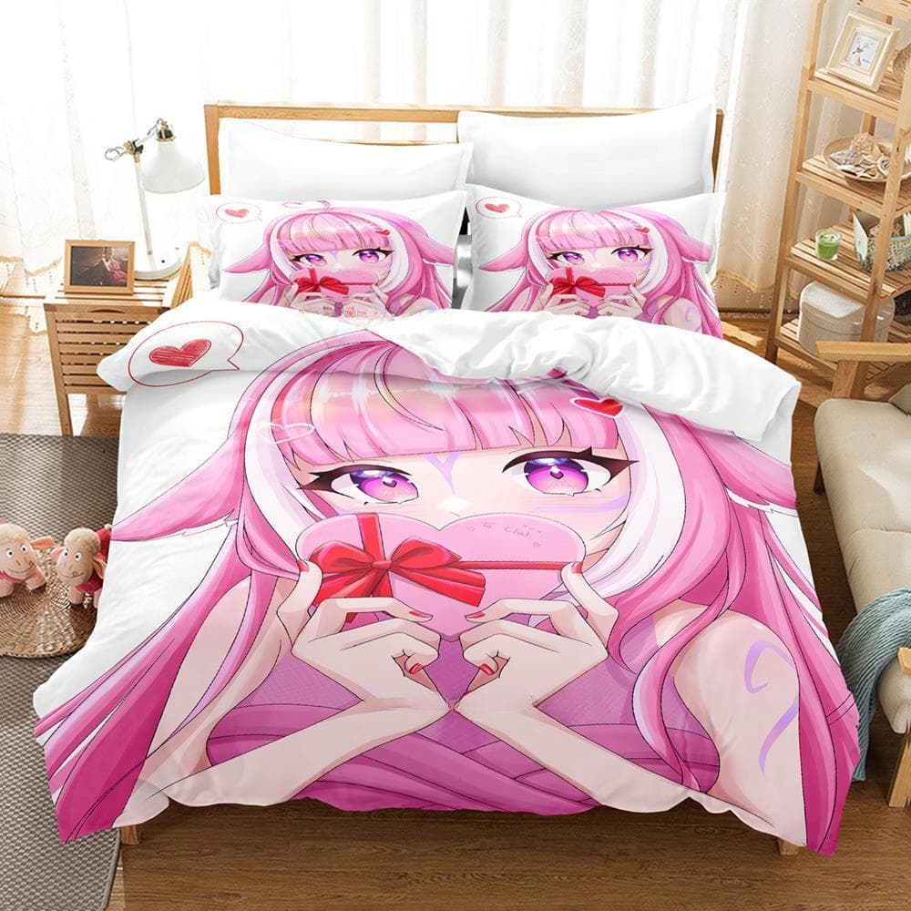 Anime Kawaii Girls Shylily Bedding Set Single Twin Full Queen King Size Bed Set Adult Kid Bedroom Duvet cover Sets Home Textiles EU Twin 135x200cm