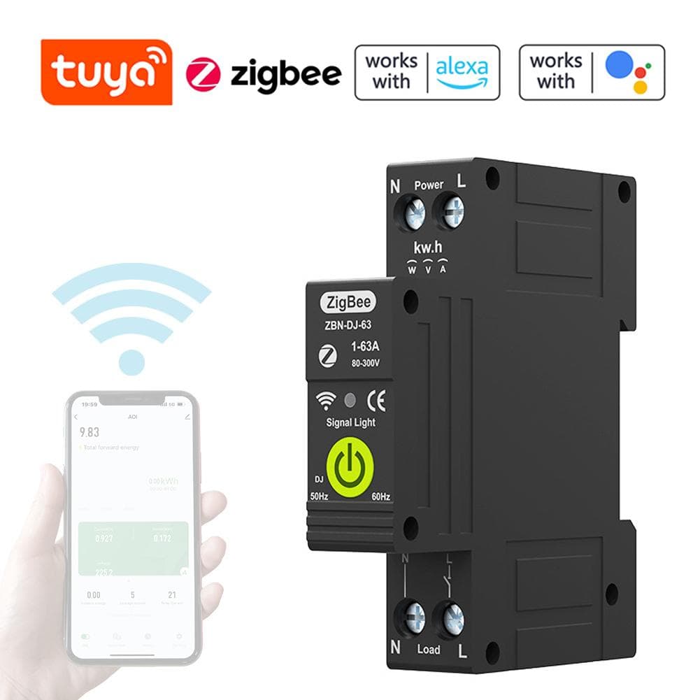 Tuya Zigbee 1P Intelligent Circuit Breaker ON OFF Timing Photovoltaic Bidirectional Metering Energy multicolour