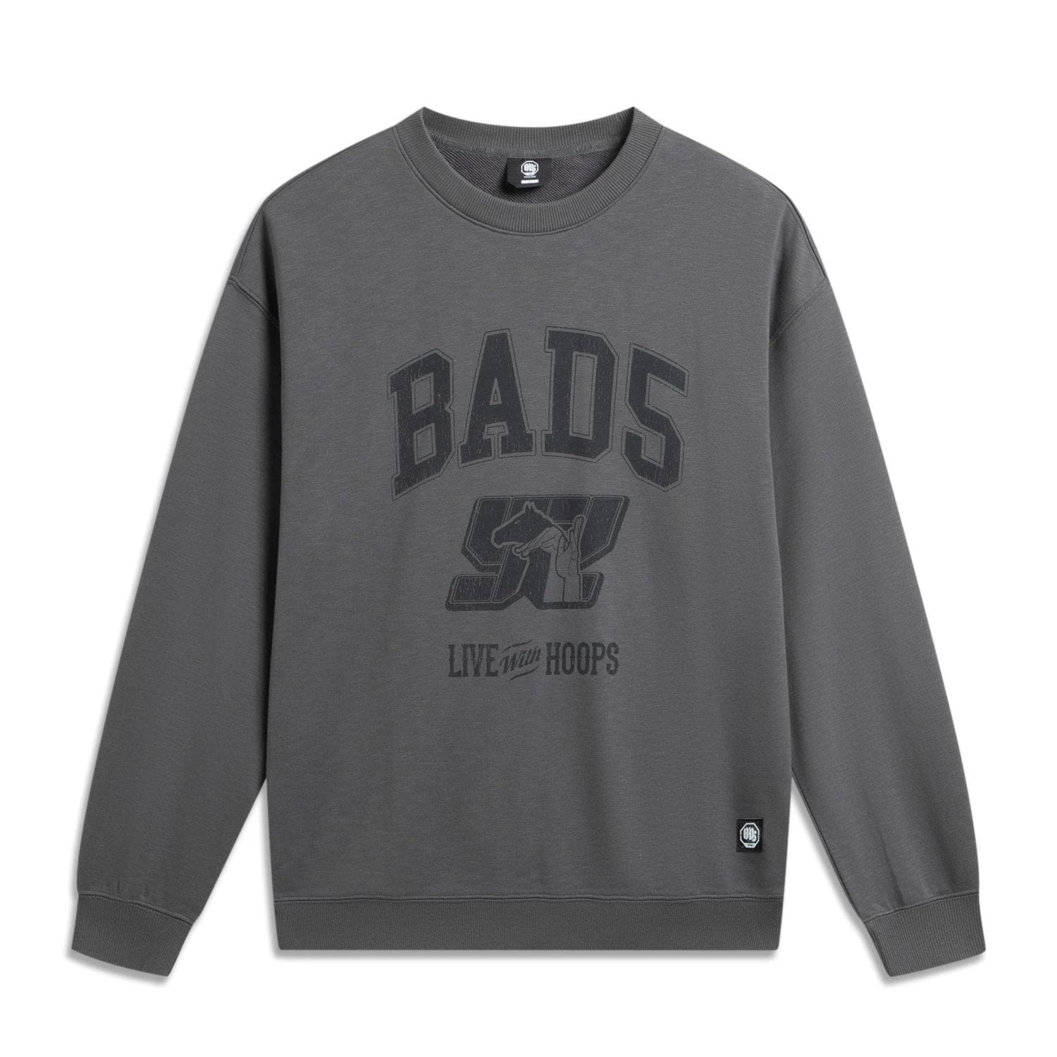 Li Ning Badfive Letter Round Neck Versatile Casual Soft Sweatshirt Men sweatshirt AWDW035-5 3XL
