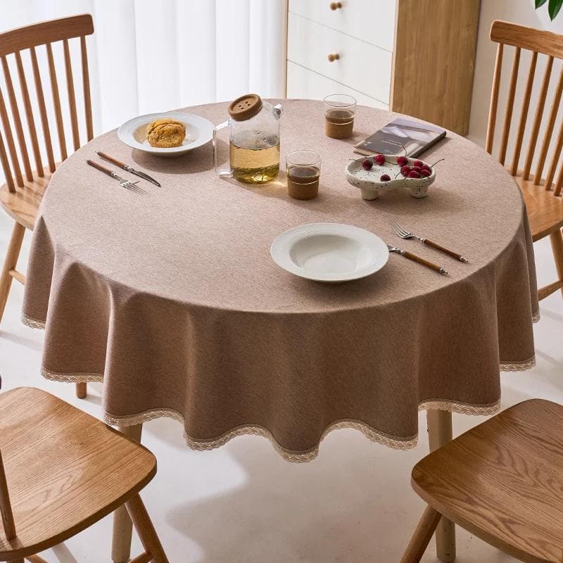 Modern Minimalist Solid Color Round Tablecloth Thickened Multi-color Hanging Ear Tablecloth Options Dust Anti Slip Table Cover 120cm round 1pcs