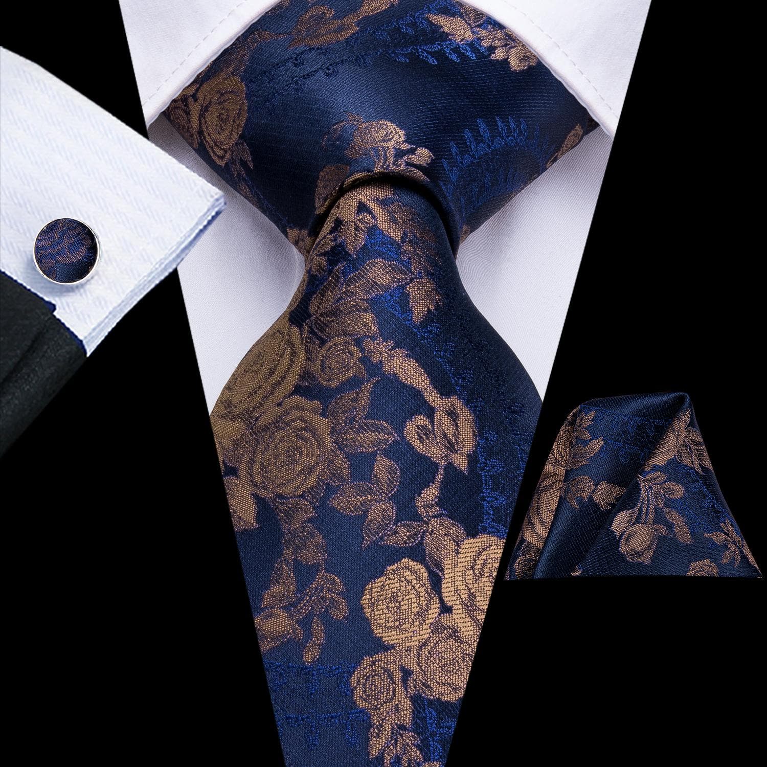 Hi-Tie New Fashion Mens Tie Business Necktie Hanky Cufflinks Tie Set N-3290