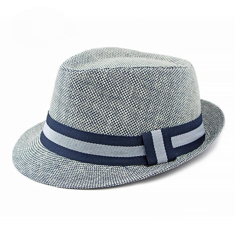 Middle-aged and Elderly Men's Top Hat Spring Summer Luxury Designer Sun Protection Beach Cap Grass Wedding Fedora Jazz Hat Party Dark blue