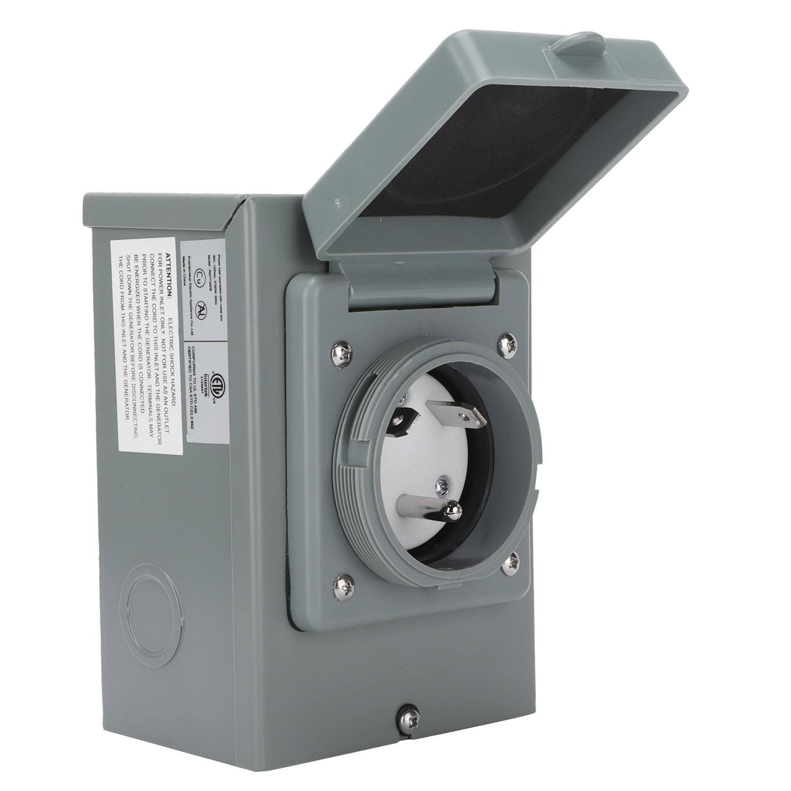 30A Generator Power Inlet Box 125V 3750W Outdoor Weatherproof Socket Accessory for RV